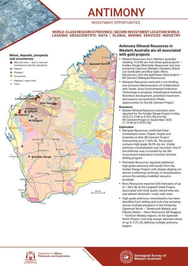 Antimony: investment opportunities, Western Australia 