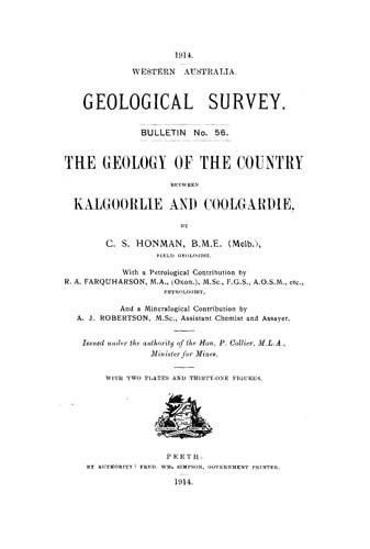 The geology of the country between Kalgoorlie and Coolgardie