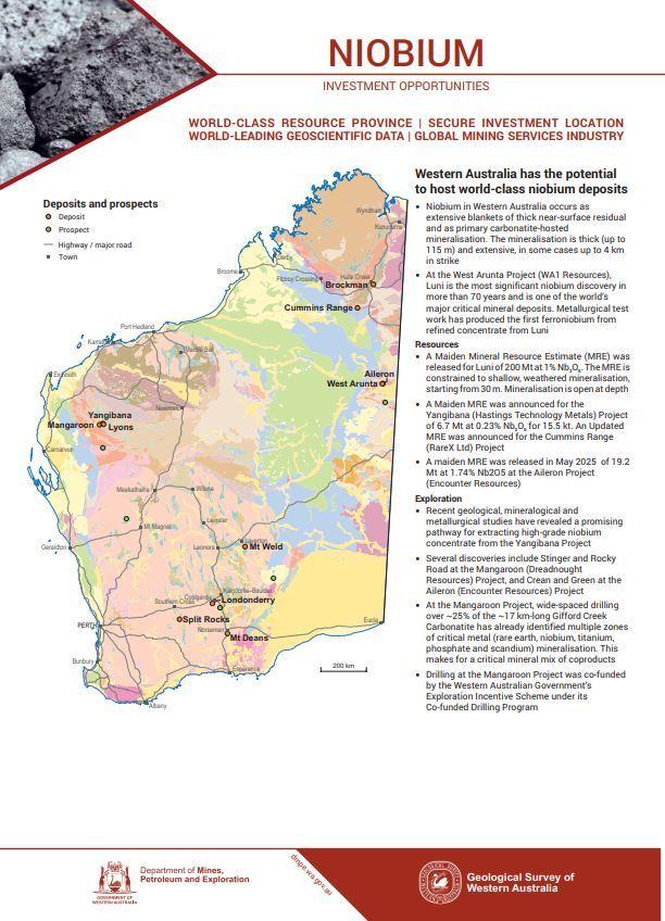 Niobium: investment opportunities, Western Australia