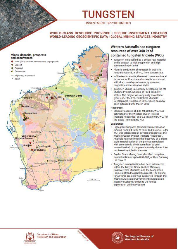 Tungsten: investment opportunities, Western Australia