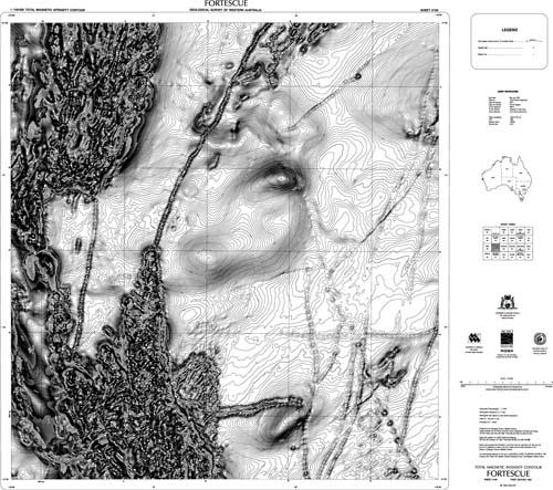 FORTESCUE, WA sheet 2155, total magnetic intensity contour