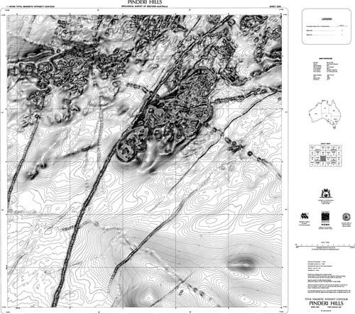 PINDERI HILLS, WA sheet 2255, total magnetic intensity contour