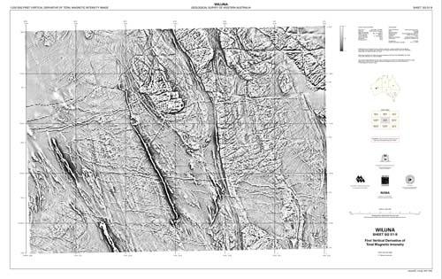 WILUNA, WA sheet SG 51-9, first vertical derivative of total magnetic intensity image