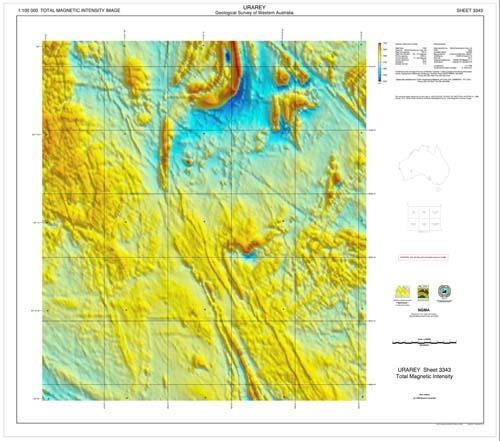 URAREY, WA sheet 3343, total magnetic intensity