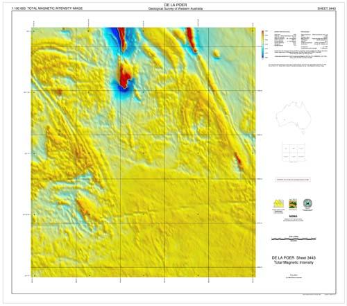 DE LA POER, WA sheet 3443, total magnetic intensity