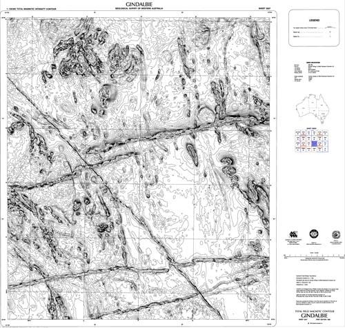 GINDALBIE, WA sheet 3237, total field magnetic contour