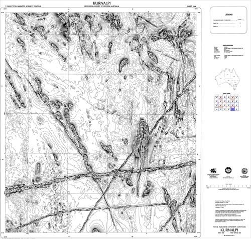 KURNALPI, WA sheet 3336, total magnetic intensity contour