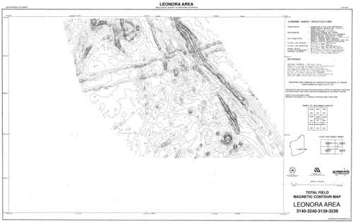 Leonora area, WA sheets 3140,3240, 3139, 3239, total field magnetic contour map
