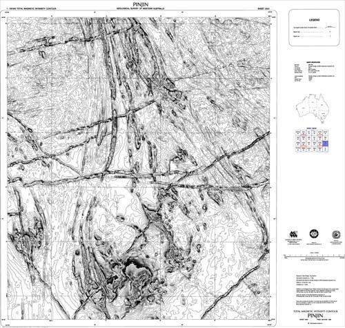 PINJIN, WA sheet 3437, total magnetic intensity contour
